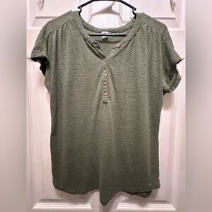 Old Navy Olive Green Short Sleeve Henley Tee